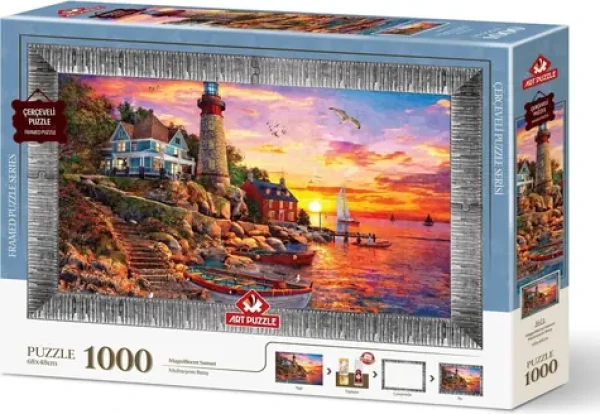 ART PUZZLE 5671 Puzzle s rámom a lepidlom 3v1 Nádherný západ slnka