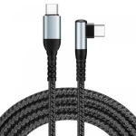 Kábel USB-C IKUTC 90° čierna / Dátový kábel / USB-C (M) - USB-C (M) / PD 100W / 2 m / opletený (IKUTC100)