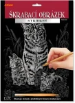 Škrabací obrázok strieborný Mačka s mačiatkami