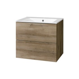 Mereo Aira, kúpeľňová skrinka s keramickým umývadlom 61 cm, dub Halifax CN740