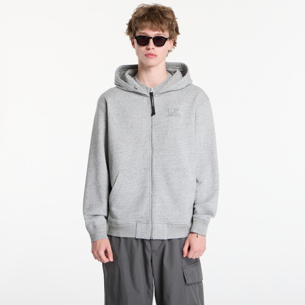 Mikina C.P. Company Diagonal Raised Fleece Zip Hooded Sweatshirt Greystone XL