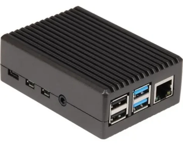 Joy-it Alu-08 čierna / Puzdro / pre Raspberry Pi 4 / Hliníkové / Pasívne chladenie (RB-ALUCASEP4+08)