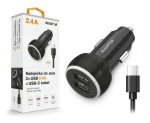 Aligator Nabíjačka do auta Aligator s USB-C káblom a 2xUSB výstupom 2.4A / čierna (CHA0049)