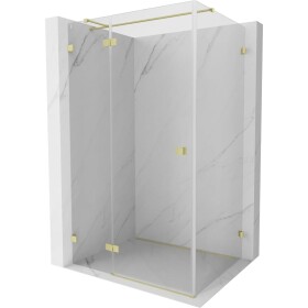 MEXEN/S - Lunar T sprchovací kút dvere krídlové ľavá 75 x 110, transparent, zlato kartáčovaná 834T-075-110-55-00-L
