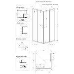INVENA - Sprchovací kút štvorec PARLA, profil: chróm, sklo číre 80x80 AK-48-185-O