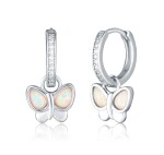 JVD Strieborné kruhové náušnice 2v1 s motýlikmi SVLE3028X61O100