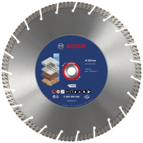 Bosch Accessories 2608900666 EXPERT MultiMaterial diamantový rezný kotúč Priemer 350 mm Ø otvoru 20 mm, 25.40 mm kámen, betón, cihla 1 ks; 2608900666