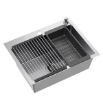 Quadron Quadron - Oceľový drez LUKE 110 WORKSTATION BRUSH NICKEL s kuchynskou batériou ZLE-09009
