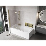 MEXEN - MIST vaňová zástena 140x150 cm 6mm 2-s, zlatá, číra, ľavá 8A9-140-002-50-00-L