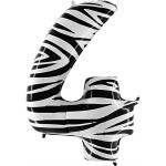 Nafukovací balónik číslo 4 zebra 102 cm extra veľký - Grabo