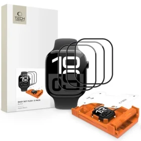 Tech-Protect Easy Set Flex+ 42mm čierna / Ochranné tvrdené sklo pre Apple Watch / 3 ks v balení