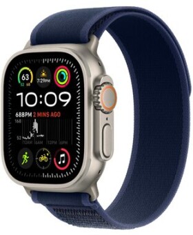 Apple Watch Ultra 2 GPS+Cellular 49mm Prírodné titánové telo - Modrý trailový ťah (M/L) / 145-220 mm (MX4L3)