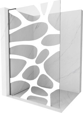 MEXEN/S - Kioto L Sprchová zástena WALK-IN 110 x 200, biely vzor, grafit kartáčovaná 800-110-103-66-97