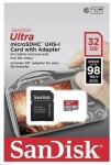 SanDisk Ultra microSDHC 32GB + adaptér / Class 10 / UHS-I / U3 / A1 / čítanie: až 98MBs (SDSQUA4-032G-GN6IA)