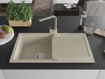 MEXEN/S MEXEN/S - Leo granitový drez 1-miska s odkvapkávačom vrátane batérie Rita, béžový 6501-69-670300-69