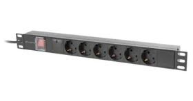 Lanberg PDU čierna / Zásuvková lišta do racku / 1U / 19" / 6x zásuvka Schuko / IEC C14 / 10 A / 2 m (PDU-06F-0200-IEC-BK)