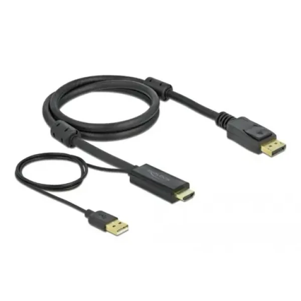 DeLock Kábel HDMI - DisplayPort 1m čierna / 4K / 30 Hz (85963)