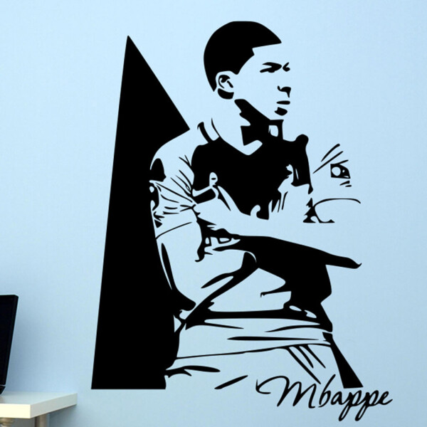 Veselá Stena Samolepka Kylian Mbappé Farba: černá, Veľkosť: 60 x 45 cm