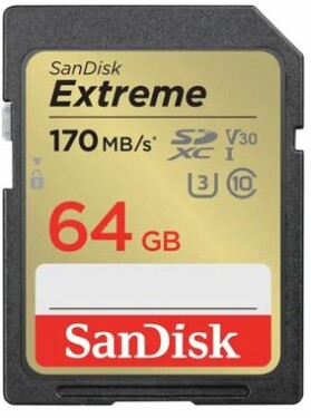 SanDisk Extreme SDXC 64GB / Class 10 / čítanie / zápis 170/80 MB / s / vhodné pre 4K (SDSDXV2-064G-GNCIN)