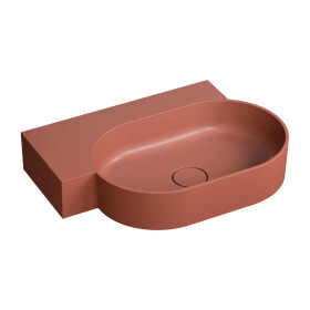 OMNIRES - OVO M+ umývadlo na dosku/závesné - ľavé, 64 x 44 cm, terracotta mat; OVO645UWLTE
