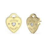 Guess Srdiečkové náušnice z pozlátenej ocele Guess Amore JUBE05058JWYGT/U
