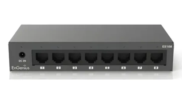 EnGenius ES108 čierna / Switch / 8x Gigabit LAN / unmanaged / bez ventilátora / na stenu (ES108)