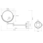 SAPHO - X-ROUND BLACK závesné kozmetické zrkadlo, priemer 200, obojstranné, čierna mat XR006B