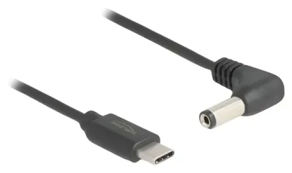 DeLock USB-C DC 5,5 x 2,1 mm 90 ° čierna / Napájací kábel / 1,5 m (85398)