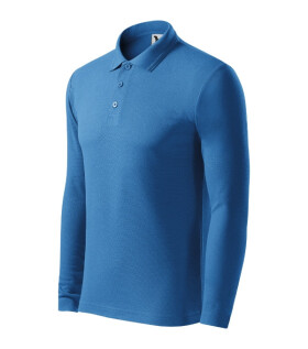 Pique Polo LS pánske polo tričko azúrovo modré L