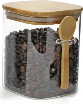 Maxxo Bamboo 800 ml / Zásobná dóza / borosilikátové sklo / bambusové viečko a lyžička (100002104268)