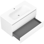 MEXEN/S - Rivel kúpeľňová skrinka 90 cm s umývadlom Vela, 2 zásuvky, reliéf, biela mat 91A20-09047-2-BFF01-W23M01