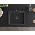 MEXEN/S MEXEN/S - Elix granitový drez 1-miska 600 x 500 mm, čierna kropenatá, sifón čierna 6525601005-76-B
