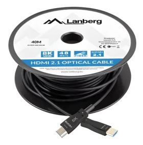 Lanberg / Kábel HDMI / M/M / v2.1 / 40m / 8K / Optický / AOC (CA-HDMI-30FB-0400-BK)