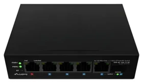 Lanberg Priemyselný PoE switch / 1x PoE BT / 3x PoE + AT / SFP / Fast Ethernet / DIN / Unmanaged (ILFE-4P-1GE-1S-90)