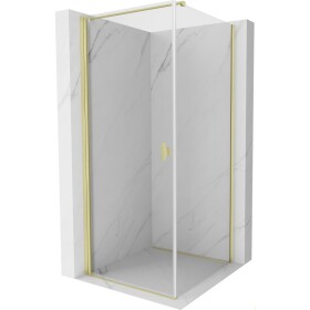 MEXEN/S - Mist-B sprchovací kút dvere krídlové 75 x 75, transparent, zlato kefovaná 8A2T-075-075-55-00