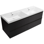 CERANO - Kúpeľňová skrinka Velora - čierna matná, úchytka čierna - keramické dvojumývadlo Viano - 121,5x67,5x46,5 CER-495854