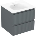 MEXEN/S - Rivel kúpeľňová skrinka 50 cm s umývadlom Vela, 2 zásuvky, reliéf, grafit mat/biela mat 91A20-05047-2-BFF66-W23M01