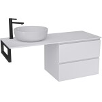 CERANO - Kúpeľňová skrinka Carole - biela matná + doska pod umývadlo Navira Slim - 18 mm + konzola čierna - 160x46x49,8 CER-606150