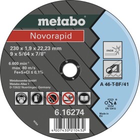 Metabo Novorapid 616274000 rezný kotúč rovný 230 mm 25 ks kov; 616274000