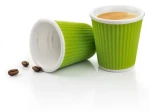 Les Artistes A-0622 zelená / Sada porcelánových šálok / silikónový obal / 100 ml / 2 ks