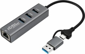 MicroConnect Microconnect USBHUB-RJ45-2IN1 huby i koncentratory USB 3.2 Gen 1 (3.1 Gen 1) Type-A 5000 Mbit/s Čierny