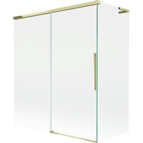 MEXEN/S - Rox L vaňová zástena 2-krídlová posuvná 140 + 70 x 150, transparent, zlatá 8C9L-140-070-50-00