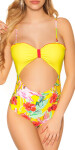 Sexy Swimsuit with Cut Out Flamingo Print GELB 38