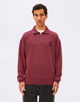 Armedangels GMT Dye Zip Troyer 3753 velvet red washed XL