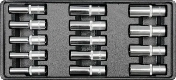YATO YT-5539 / Vložka do zásuvky - kľúče nástrčné hlboké 8-21mm / 14ks (YT-5539)