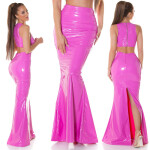 Soo Sexy! Koucla Latexlook Maxiskirt with XL Slit pink S