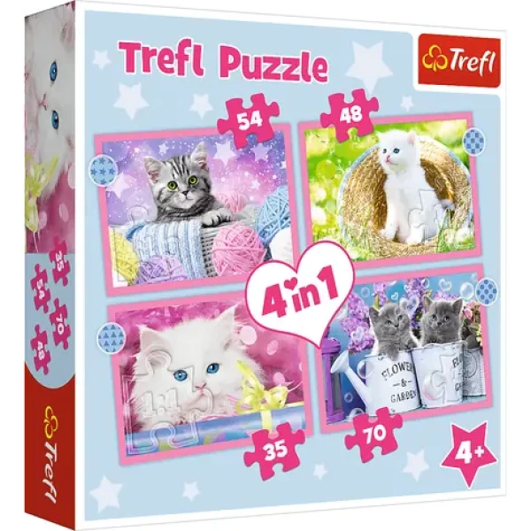 Trefl - Puzzle - Veselé mačičky 4v1