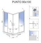REA/S - Sprchovací kút PUNTO - čierny 80x100 + biela sprchová vanička Savoy KPL-K1016