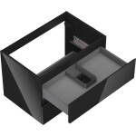 MEXEN/S - Orio kúpeľňová skrinka pod umývadlo 70, 2 zásuvky, čierna lesk 91A10-07047-2-BFF70
