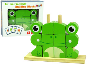 Mamido Kreatívne drevené bloky priestorové puzzle žaba 3D